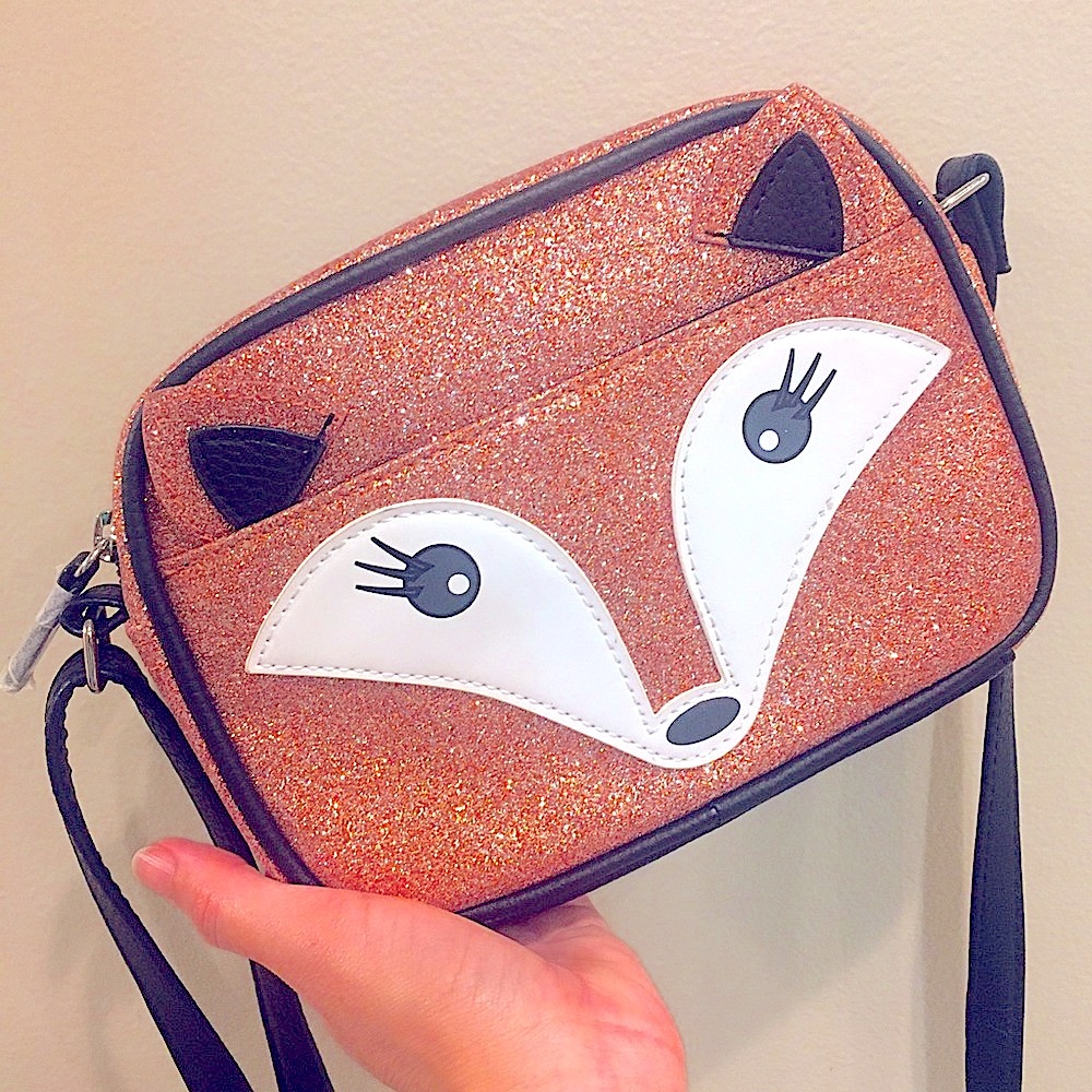 🦊 Adorable rose gold glitter fox crossbody purse NWOT